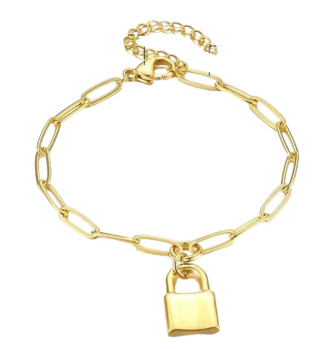 Cara Gold Lock Bracelet