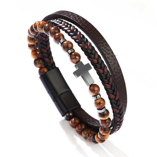 Ryan Brown Braided Leather Bracelet