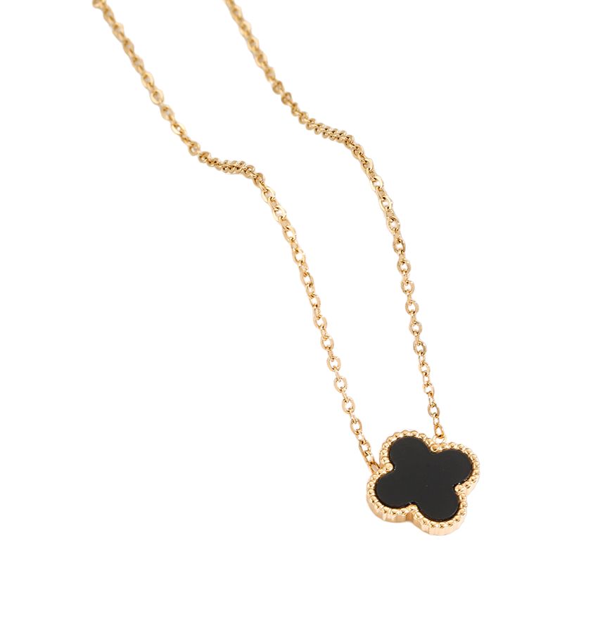 Vana Gold and Black Clover Necklace