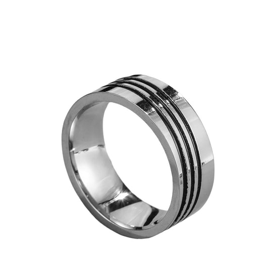 Tino Stainless and Black Ring