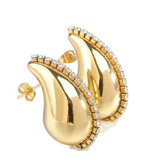 Nyla Gold Stone Tear Drop Earring