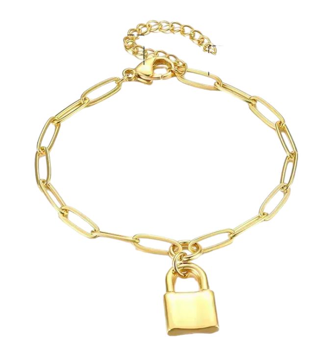 Cara Gold Lock Bracelet